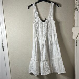 Speed Control White Ruffled Scoop Neck Sundress